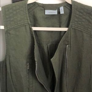 Olive green Athleta zip and tie vest